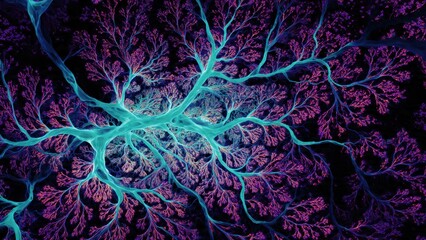 Abstract Blue Veins and Purple Foliage