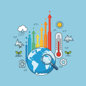 Global warming concept, climate change, rising temperatures, earth research, environmental issues