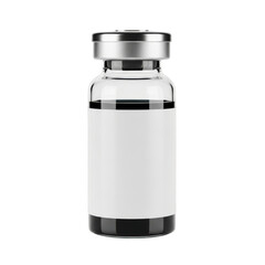 Medical vial with silver cap isolated on transparent background