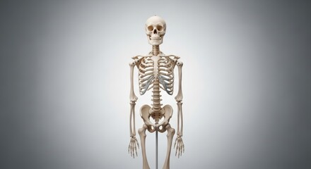 Full Human Skeleton Model in Neutral Pose on Gradient Background
