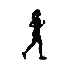 Female Runner Jogging Black Silhouette