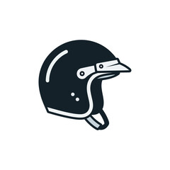 Fototapeta premium Retro Motorcycle Helmet, Vintage Style, Black and White Icon