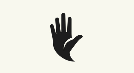 Obraz premium Black hand silhouette on cream background