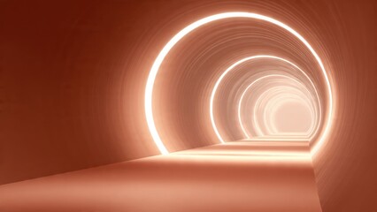 Obraz premium Futuristic Tunnel with Glowing Rings