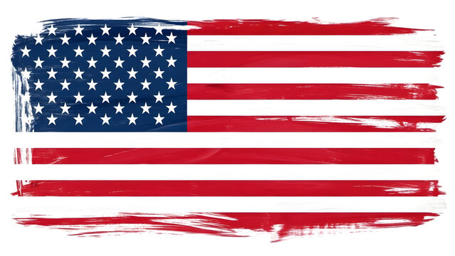 Torn american flag isolated on transparent background