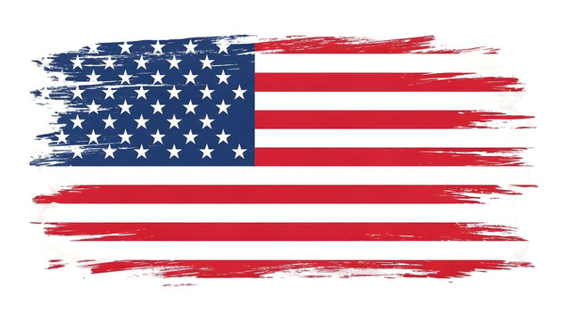 American flag isolated on transparent background with torn edges