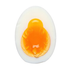 Hard-boiled egg cut in half isolated on transparent background