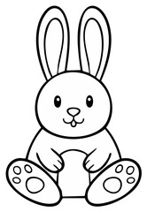 Obraz premium Cute cartoon bunny rabbit sitting with long ears outline drawing illustration