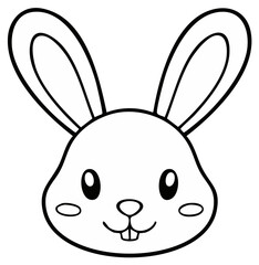 Obraz premium Bunny Face Outline Illustration: Cute Rabbit Head with Long Ears and Smiling Expression