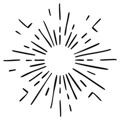 Obraz premium Hand-drawn sunburst radial lines graphic element with retro vintage starburst explosion symbol