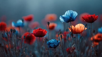 Obraz premium Poppy flowers in a colorful meadow