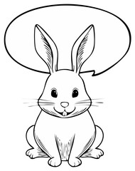 Obraz premium Whimsical illustration of a cheerful rabbit with a speech bubble for text or dialogue