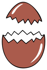 Obraz premium Cracked brown eggshell with jagged edges symbolizing hatching or breakage