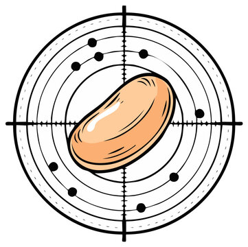 Cartoon kidney bean in a target, conceptual illustration of dietary and health concepts