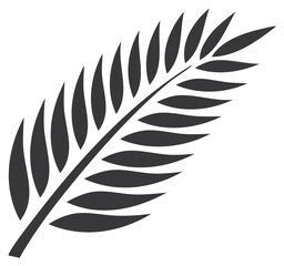 Fototapeta premium Black stylized palm frond silhouette vector graphic design element