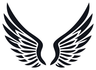 Obraz premium Stylized Pair of Open Black Wings Design Element Symbol Decoration Icon Graphic Vector Artwork Emblem Heraldic