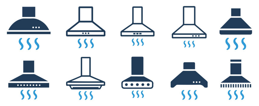 extractor hood kitchen icon set