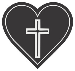 Fototapeta premium Christian Cross Inside Dark Heart Symbol Graphic Icon Religion Faith Love Concept