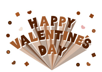 バレンタインデーの飛び出す文字とチョコレート