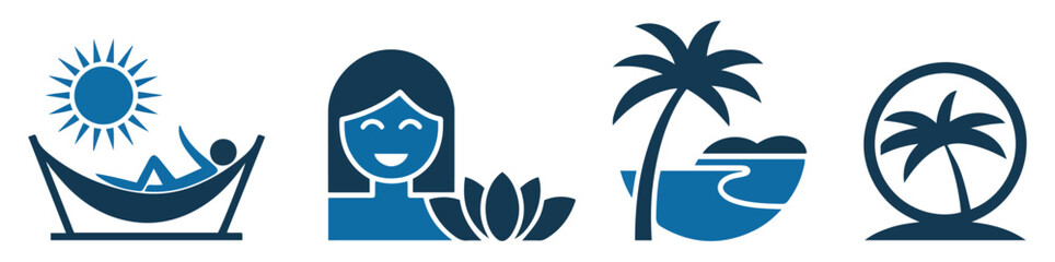 Obraz premium relaxing people vacation chill icon set