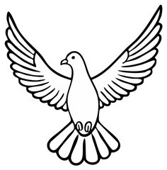 Obraz premium Flying Dove of Peace Line Art Illustration Symbol of Hope Freedom and Spirituality