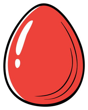 Striking Red Egg Graphic with Bold Outlines and Shiny Highlights, an Easter Icon