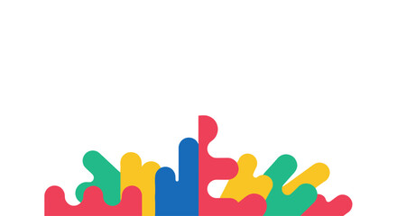 Colorful paint splashes and blobs isolated on white background with copy space