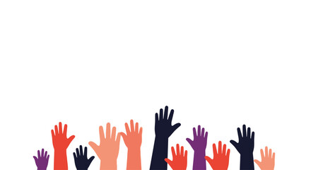 Diverse Hands Raised in Agreement, Participation, and Voting Concept