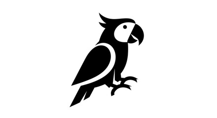 Black parrot silhouette on white background © Stok