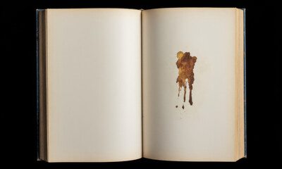 A Ruined Story: An Open Book with a Liquid Stain