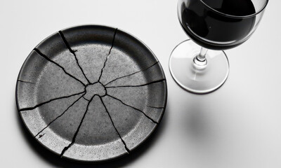 Domestic Disaster: A Cracked Plate and Spilled Wine