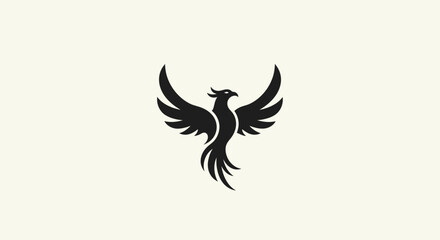 Fototapeta premium Black phoenix symbol on light background