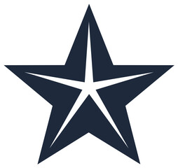 Obraz premium Dark blue geometric star icon with a stylized five-point design for logo or emblem