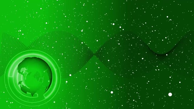 Abstract digital earth with wave pattern and stars animation