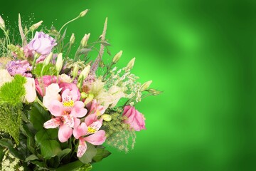 Fototapeta premium Mothers Day concept, Fresh aroma flowers on background