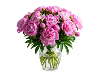 Obraz premium Elegant bouquet of pink roses in a clear glass vase for special occasions
