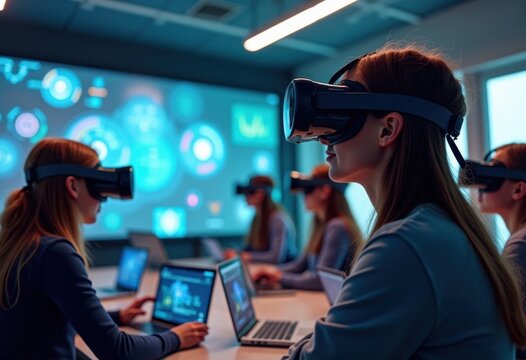 Immersive Virtual Reality Classroom Headset Learning Technology Enhanced Education Immersive Experience