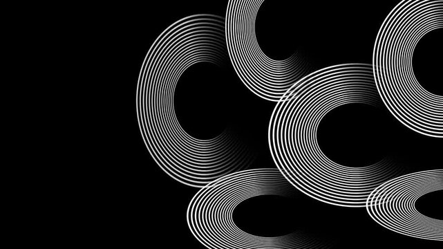 curved wavy circle tech futuristic motion background. dynamic abstract line waving loop line. Metaverse Abstract Seamless wave abstract lines stream 4K background loop