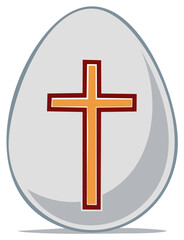 Fototapeta premium Religious Easter egg icon with a Christian cross symbol vector illustration for the holiday