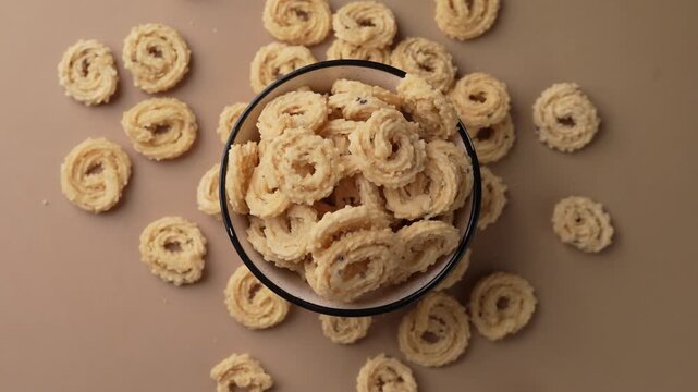 Murukku a south Indian snack on closeup shot.
