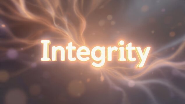 Integrity Text Glowing Over Abstract Background