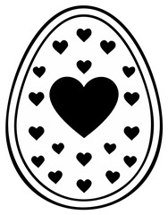 Easter Egg Silhouette Adorned with Heart Shapes, Symbolic of Love and Holiday