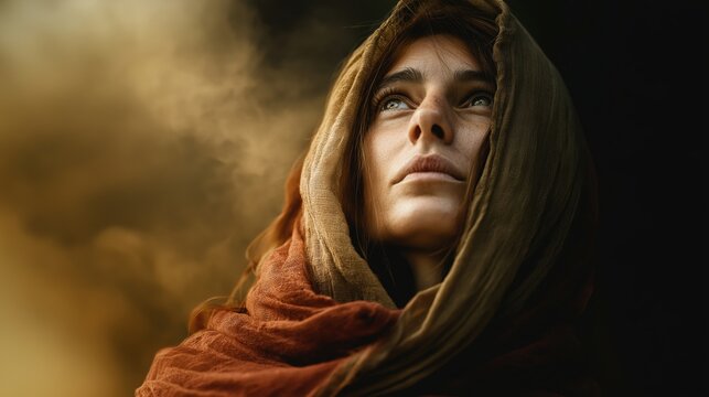 Biblical woman, Mary Magdalene Looking to God. A powerful and emotional depiction of the biblical character	
