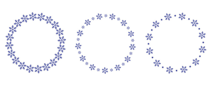 Snowflakes circle frame collection for decoration