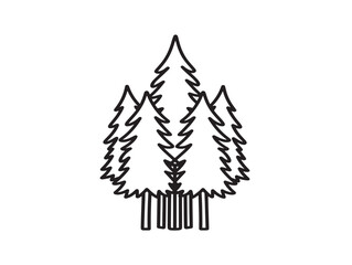 Obraz premium Pine tree bundle 2D vector line art in an evergreen and simple style