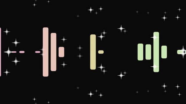 Animated Sound Waveforms with Stars Background.