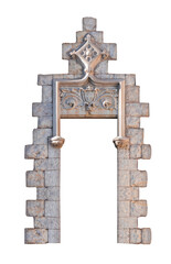 On the streets in Catalonia, public places. Elements of architectural decorations of buildings, doorways and arches, plaster moldings and patterns.  © Kozlik_mozlik