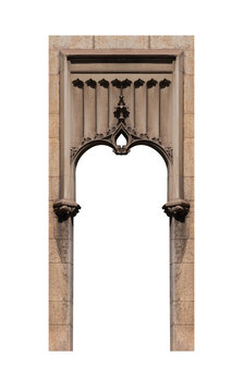 On the streets in Catalonia, public places. Elements of architectural decorations of buildings, doorways and arches, plaster moldings and patterns. 