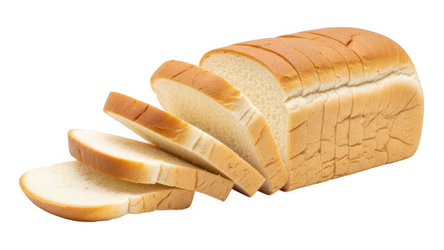 Loaf of white bread with sliced pieces isolated on transparent background