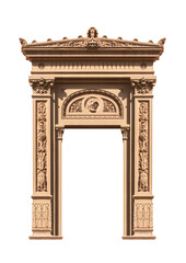 Fototapeta premium Elements of architectural decorations of buildings, arches and columns, door and window openings. On the streets in Catalonia, public places.